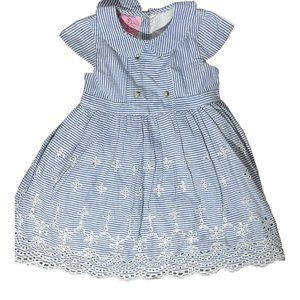Cutey Couture 18-24m NWT blue white striped dress Easter eyelet